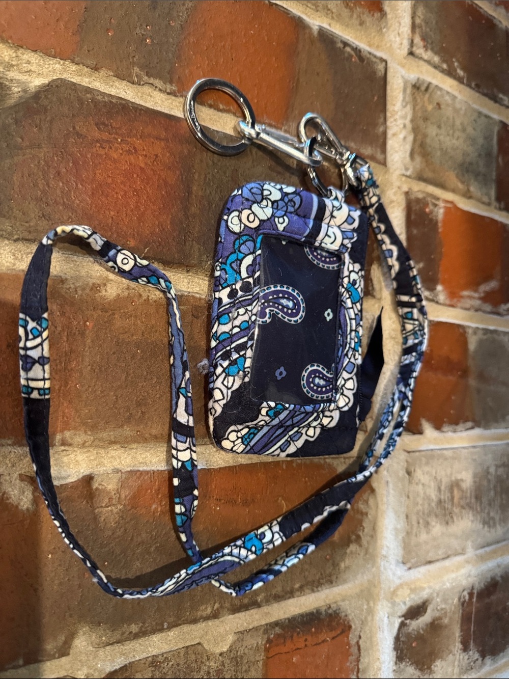 Vera Bradley Navy Blue Paisley Lanyard Card Holder